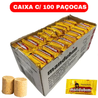 Paçoca Rolha Embrulhada Caixa Com 100 Unidades - Mandubim