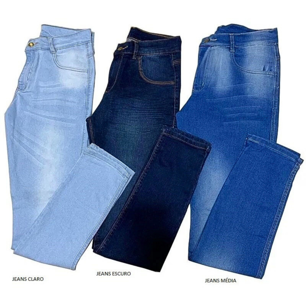 Kit 3 Calças Jeans Masculina Slim Original Elastano - Oferta de Hoje