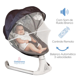 Cadeira de Descanso Bebe Automática Musical com Controle Galzerano Cadeirinha de descanso Bebê Elétrica Ruido Branco para bebê Cadeira