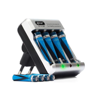 Carregador Pilhas Rápido Bivolt + 4 Pilhas Aa - Knup Kp511AA