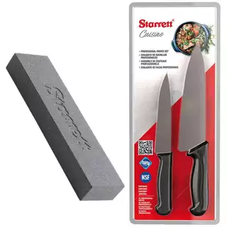 Kit com 2 Facas para Cozinha e Pedra de Afiar Faca 120/320 Dupla Face Starrett