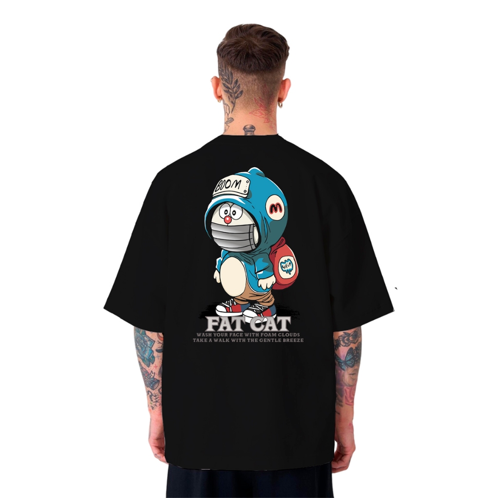 Camiseta Oversized Japonesa Fat Cat Streetwear Casual Camisa