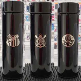 Garrafa Termica Inteligente Inox medidor Temperatura Termómetro LED 500ml + personalizado Times brasileiros - Envio Imediato Promoção Queima de estoque