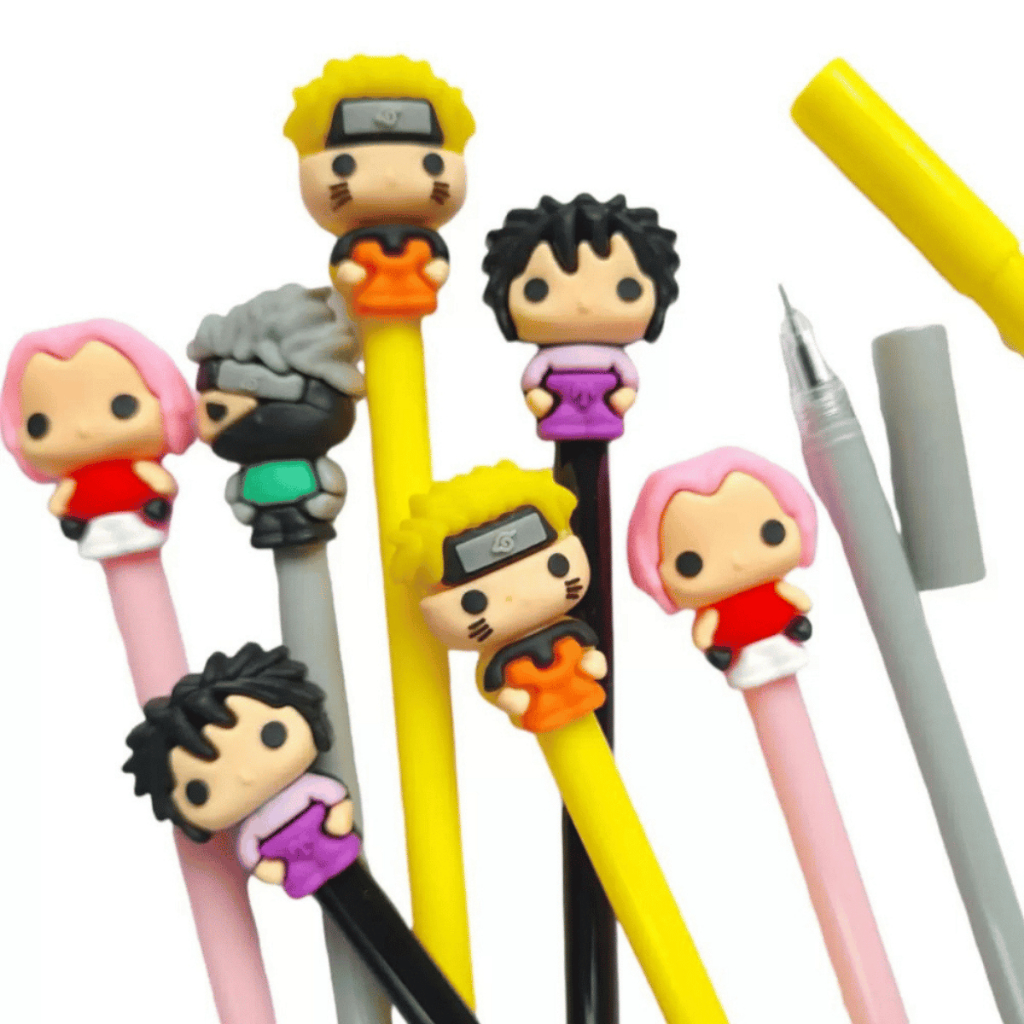 Kit 12 Caneta Ponta Fina Personagem Desenho Colorida Escolar Anime