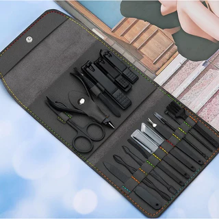 （Baratinha）Kit c/ 16 Pçs Set Ear Colher Cortador De Unhas Pedicure Tesoura Prego Conjunto De Ferramentas Em Aço Inoxidável Com Bolsa Dobrável