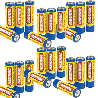 Pilha AA Rayovac Comum Kit Com 16, 20 ou 24 Unidades