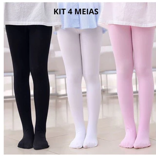Kit 4 Pares Meia Calça Infantil Grossa Para O Frio Inverno varia Cores IMPERIO