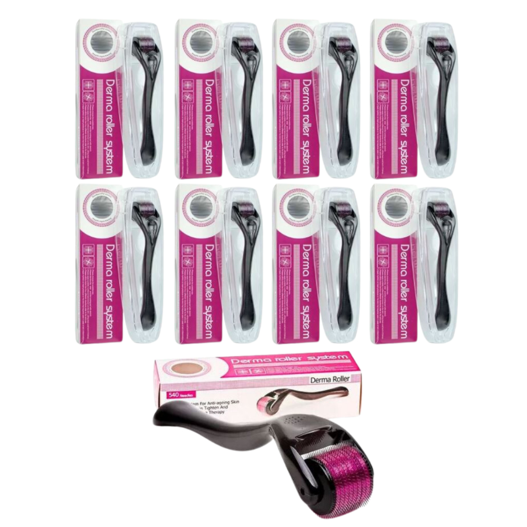 Kit c/ 10 DermaRoller MicroAgulhamento Rolo Agulha System 540 Original Anvisa Preencher Falha Cabelo e Barba Cicatrizes e Manchas