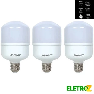 Kit 3 Lâmpadas LED Bulbo HP 20W 3000K e 6500K E27 Bivolt - Avant