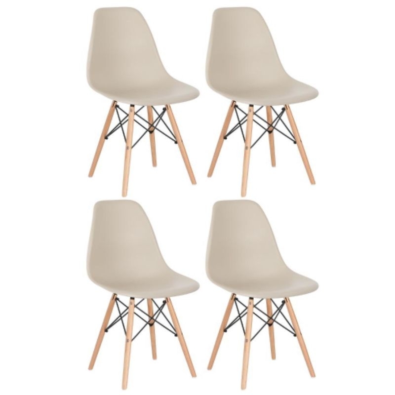 Kit 4 Cadeiras Jantar Charles Eames Eiffel Dkr Fendis Nude
