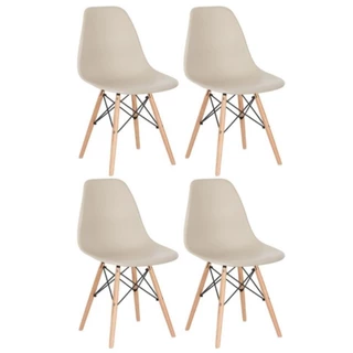 Kit 4 Cadeiras Jantar Charles Eames Eiffel Dkr Fendis Nude