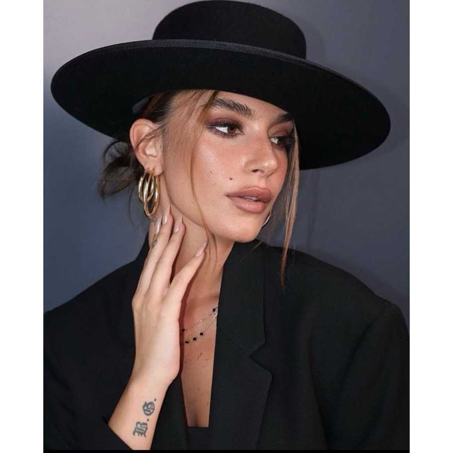 Chapéu Paris Preto de Feltro Aba Média Copa Reta Unissex