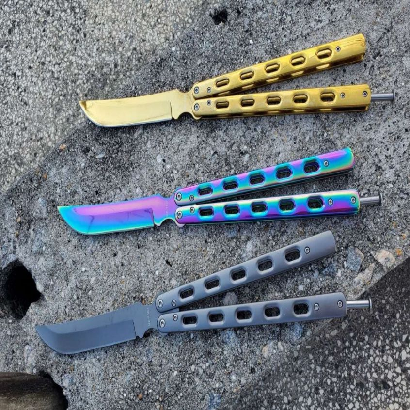 Faca Canivete Butterfly Manobras Lamina Resistente Afiada Inox Borboleta