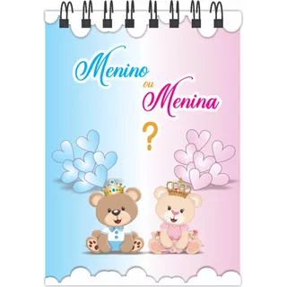 kit com 40 bloquinhos Lembrancinhas para Aniversário Mesversário Chá Revelação Festa Infantil Tamanho 7x10cm Personalizado