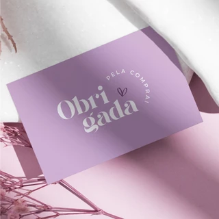Mini cartão de agradecimento ao cliente - obrigada pela compra lilás