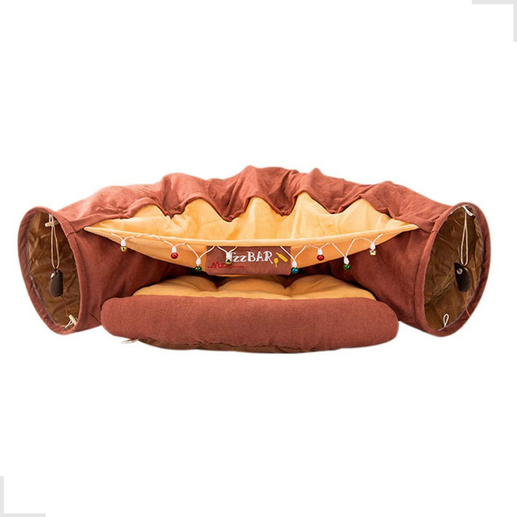 Caminha Cama Casa Casinha Brinquedo Túnel Dobrável Interativo Gatos Cães Toca Abrigo Suspensa