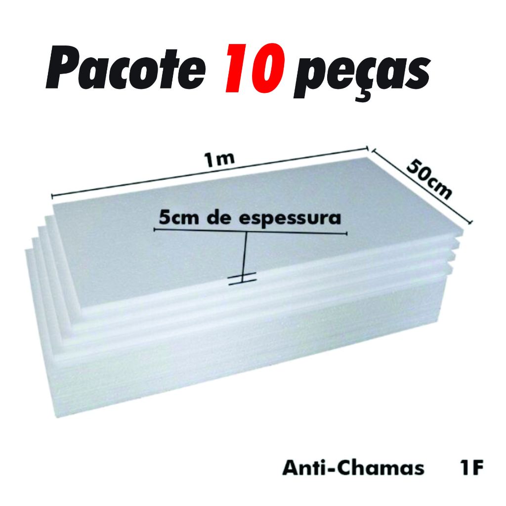 10 Placas De Isopor Antichamas Espessura 50mm (5cm) Forro Térmico Acústico