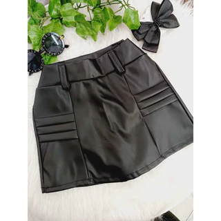 Short Saia Couro Fake Moda Infantil Courino