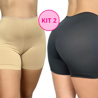 KIT 2 Short Anágua Segunda Pele Bermuda Íntima Feminina