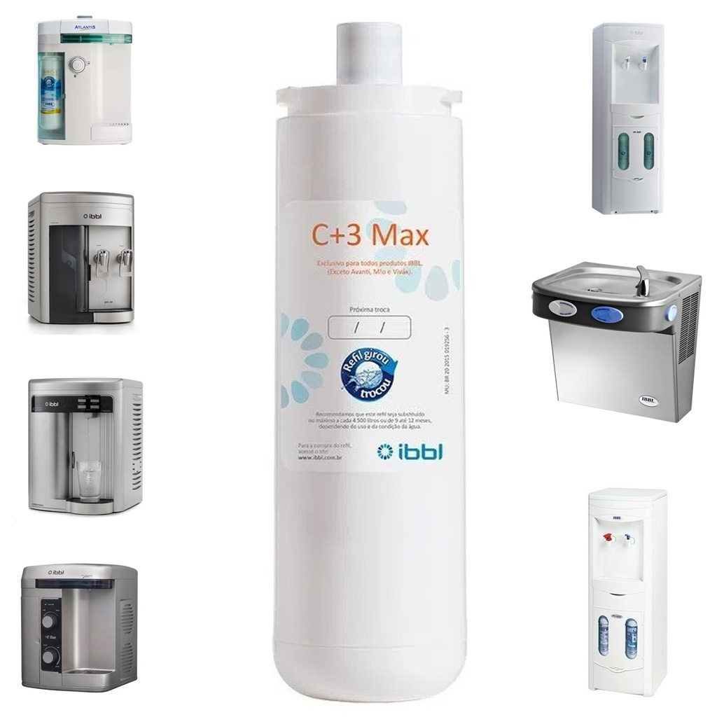 Filtro Refil Natural MAX C+3 IBBL Para Purificador de Água IBBL Branco