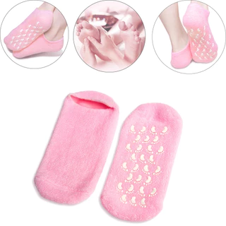 Meias com Gel Hidratante Spa para os Pés- Máscara para Cuidados com A Pele- Silicone para Reparação dos Pés- Par de Meias Reutilizáveis para Tratamento de Pés Rachados