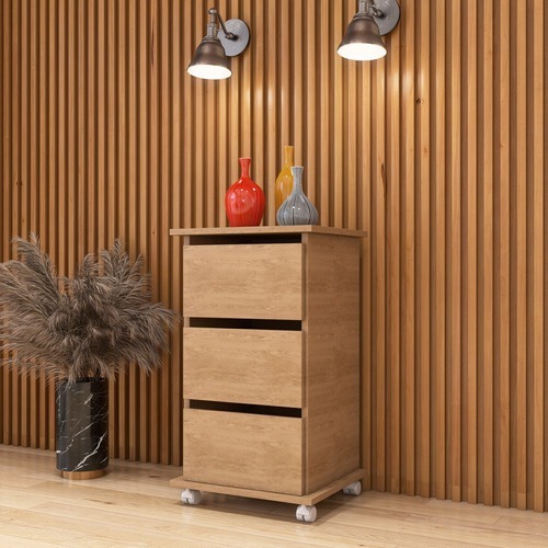 Gaveteiro Organizador de Madeira Com 3 Gavetas Rodinha Para Quarto Penteadeira