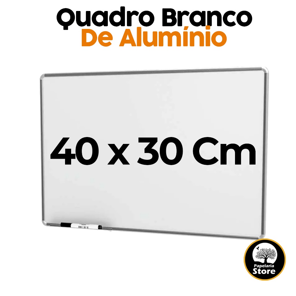 Quadro Lousa Branca Escolar Borda Moldura Alumínio 40 x 30cm