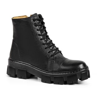 Bota Feminina Blogueira Inverno em Couro Legitimo Com Solado Tratorado Super Confortável