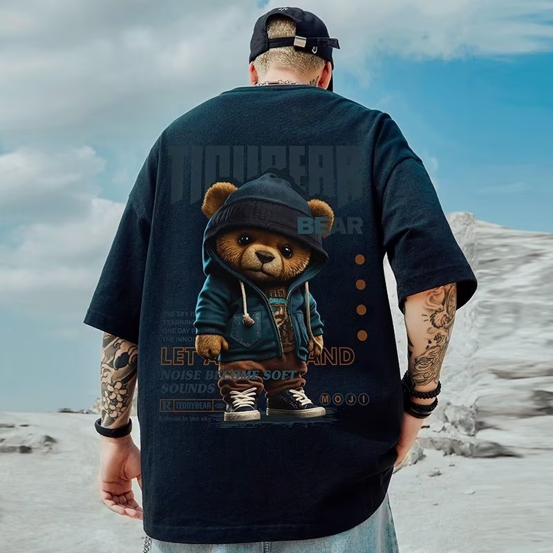 Camiseta OverSized Camisa Algodão Premium Urso Trapper Estilo