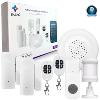 Kit Alarme Inteligente Wifi Ekaza Sensores Sem Fio Controle Smart Life Tuya Segurança Residencial