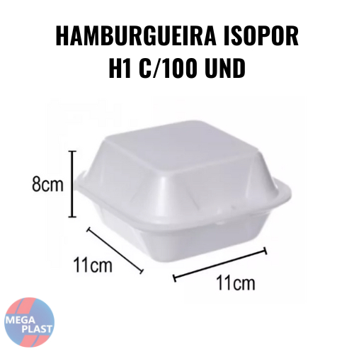 Embalagem De Isopor Para Hamburguer H1 C 100 Und Ideal Para Lanches