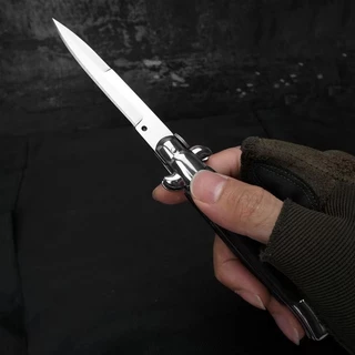 Canivete Personalizado Stiletto Italiano Preto Xadrez Saque Rapido