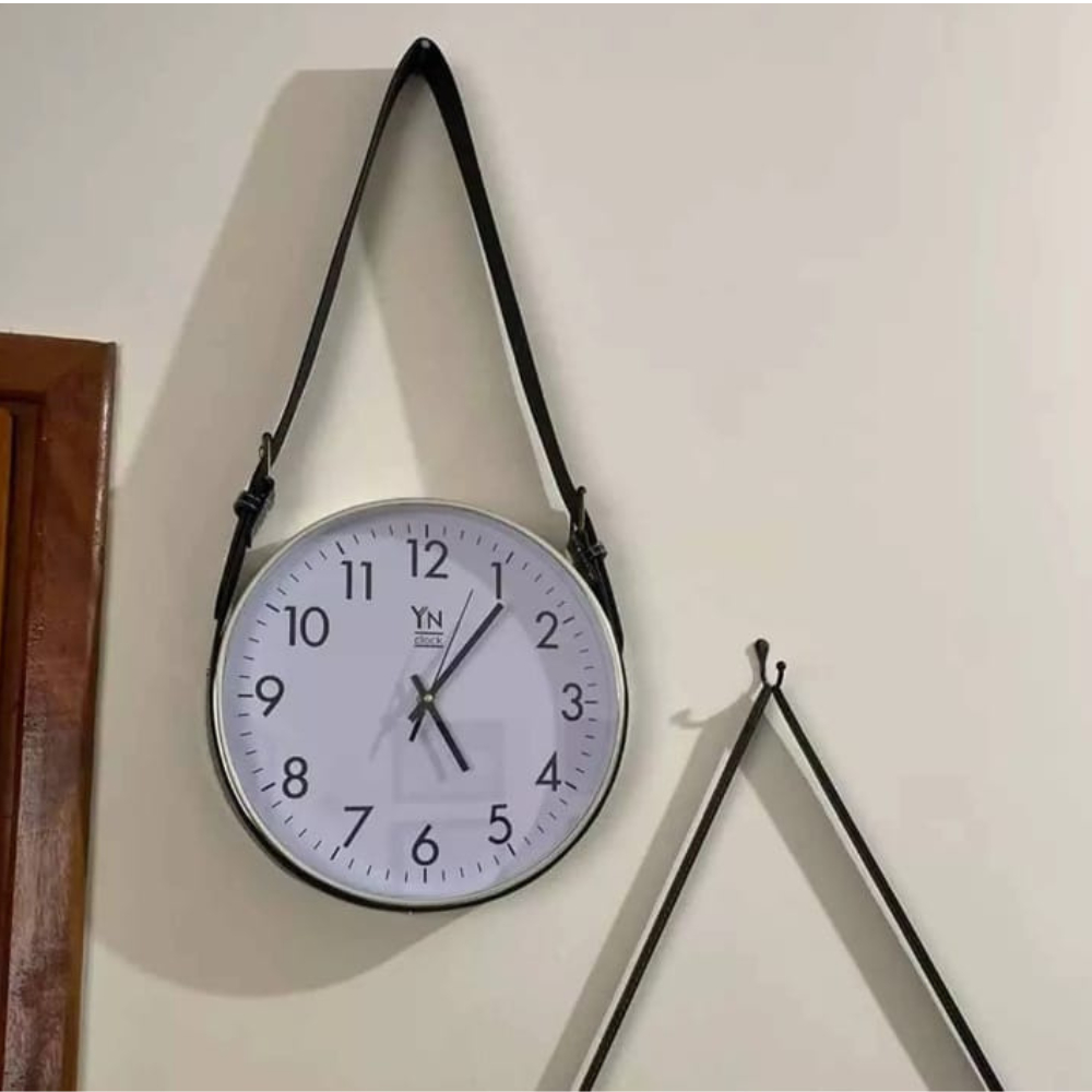 Relógio de Parede Com Alça de Couro Preta YN Clock | Shopee Brasil