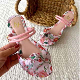 Rasteirinha Feminina Florida Sandália Feminina rosa Rasteira 2 formas De uso