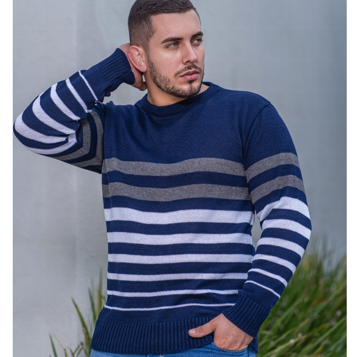 Blusa de frio Masculina de inverno Sueter Masculino LISTRADO de inverno Cardigan Tricot Blusa De Frio Trico GOLA REDONDA