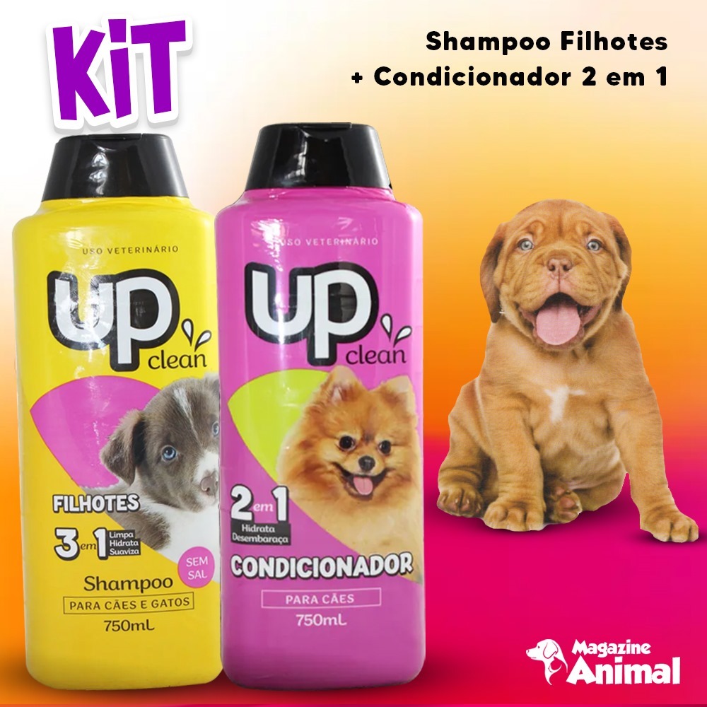 Kit Shampoo para cachorro Shampoo Filhotes 750ml + Condicionador 750ml ...
