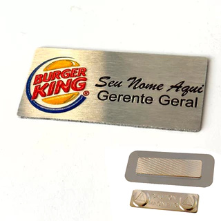 KIT 5 Broche crachá identificação botton aço escovado alto relevo sua logo personalizada impressão brilho luxo