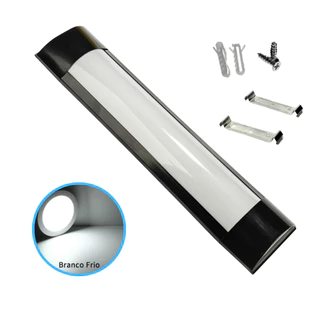 Luminária Led 10W Linear K8 Tubular Preto 30CM Branco Frio Sobrepor 6500K Bivolt