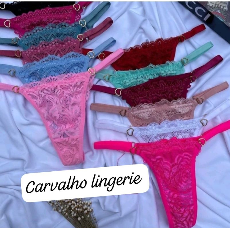 kit 2 calcinha tanga de renda regulagem coração REF :NATASHA
