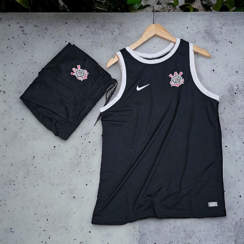 kit Conjuntos Dry-Fit Esportivo Corinthians Regata Bermuda Time Academia