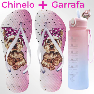 Chinelo Feminino Estampado 100% Borracha Super Leve e GANHE uma Garrafa de Água Fitness 900ml