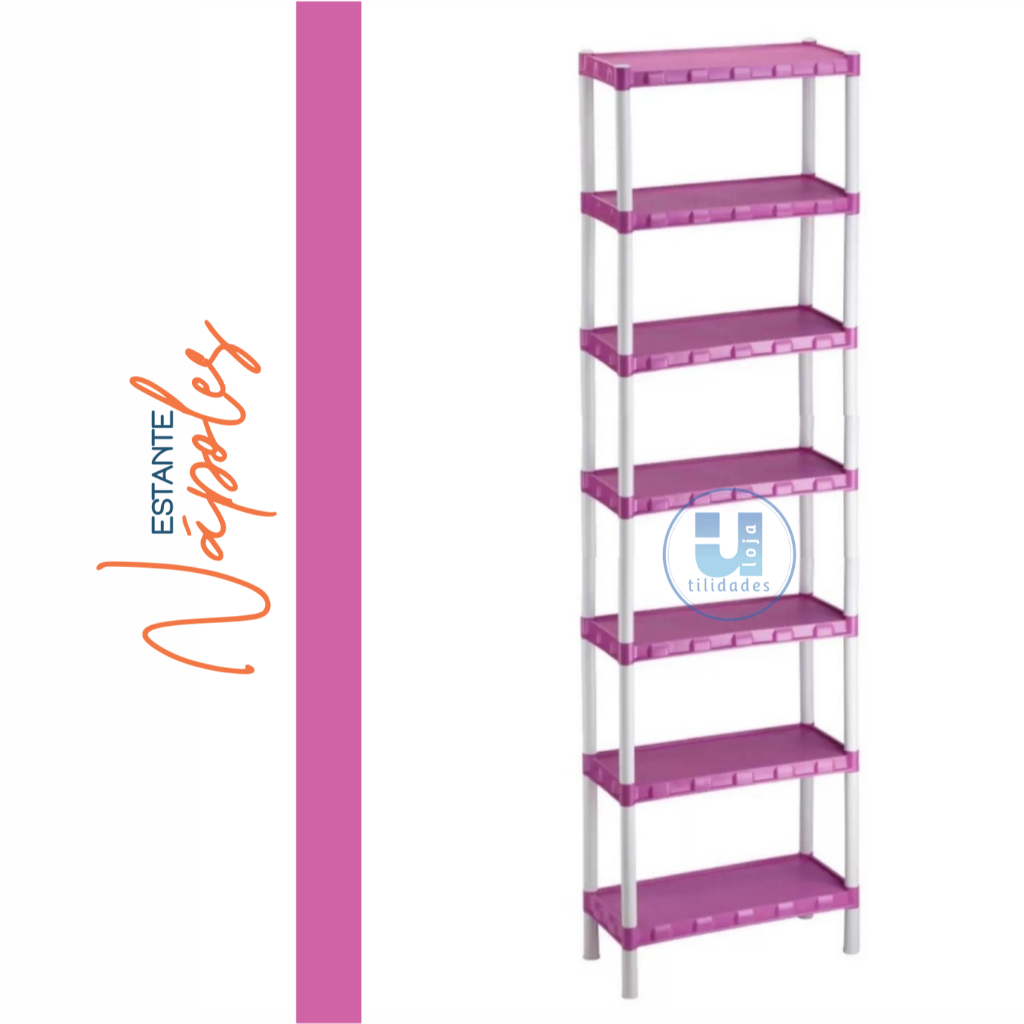 Estante Rosa Multiuso Modular Utilidades Plástico 7 Prateleiras com ...