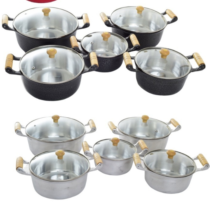 Jogo de Panelas/Caçarolas com tampa de vidro com 5 panelas(16cm ao 24cm) ou (14cm ao 22cm)