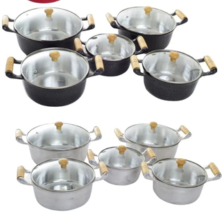 Jogo de Panelas/Caçarolas com tampa de vidro com 5 panelas(16cm ao 24cm) ou (14cm ao 22cm)