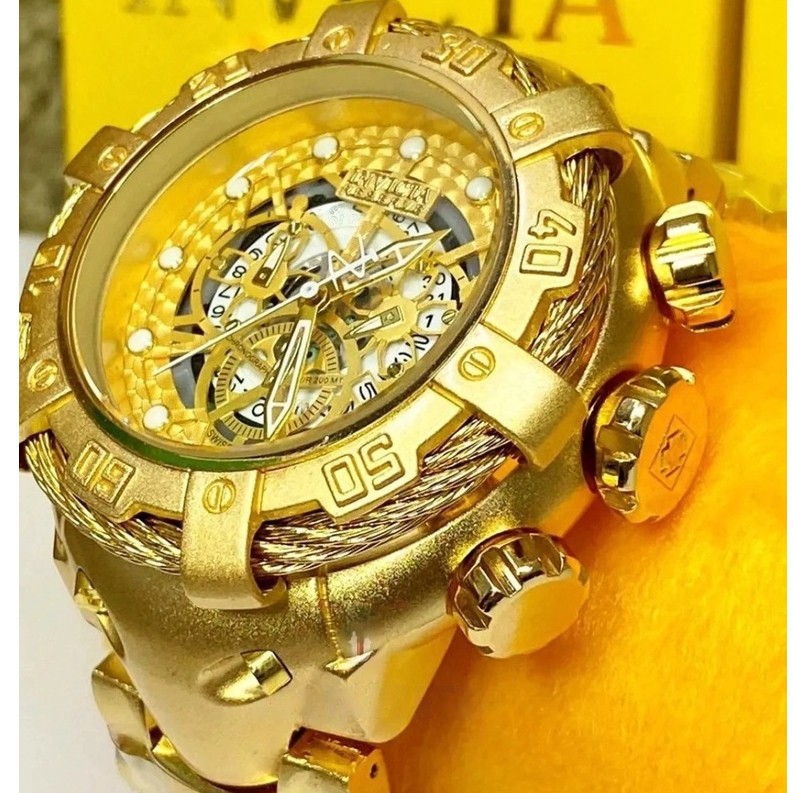 Relógio Invicta Thunderbolt Skeleton Todo Dourado + Caixa e BRIND 2 BATERIAS