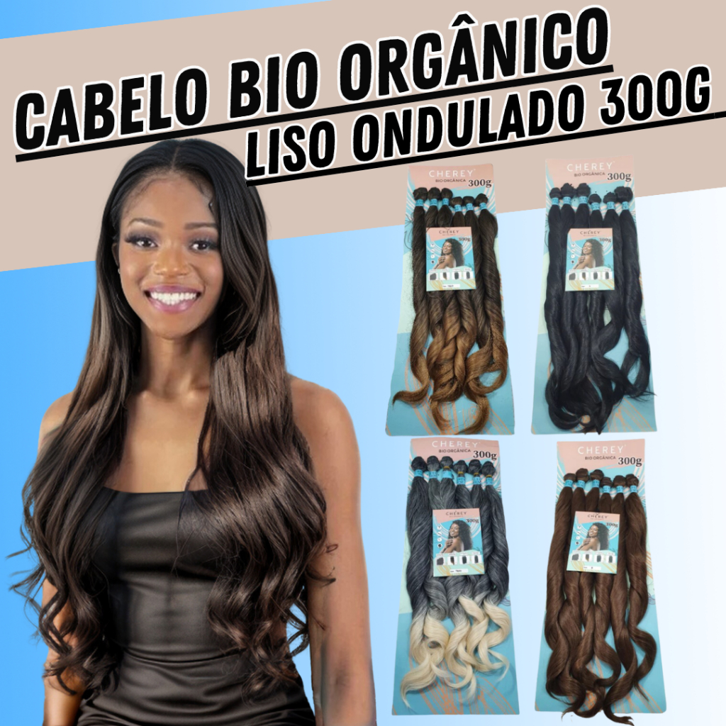 Cabelo Bio Orgânico Liso Ondulado Perla 300g P/ Entrelace Faz A Cabeça ...