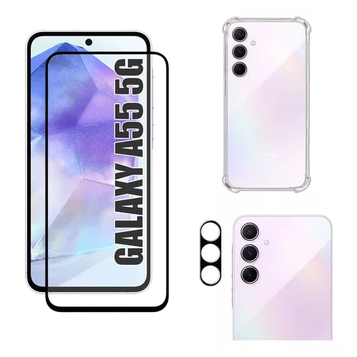 Kit Capa Capinha Samsung Galaxy A55 + Película 3D + Pelicula de Camera