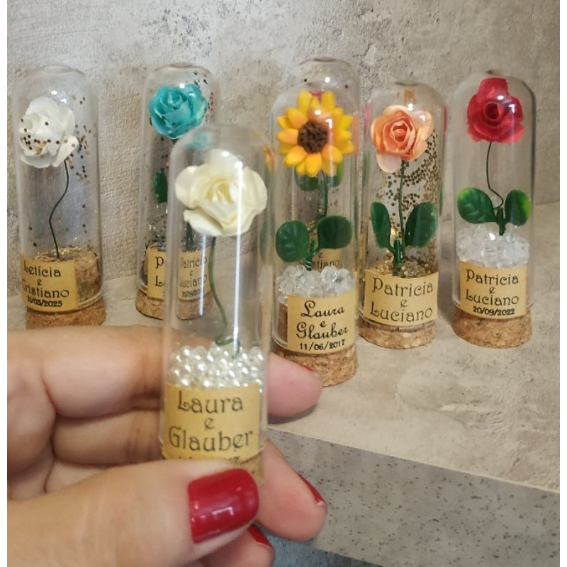 Flor na cúpula redoma cápsula rosa encantada 15 peças dia das mães dia da mulher em Oferta na Shopee