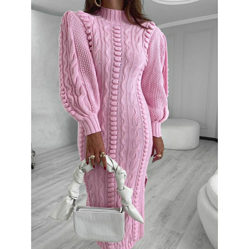 Vestido Midi Com Fenda De Tricot Linha De Frio Alto Relevo Bem Grossinho Moda Gringa