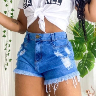 Short Jeans Feminino bermuda destroyed Jeans Premium Da moda Short curto